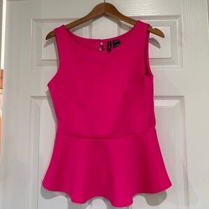 Bisou Bisou Fuchsia Sleeveless Peplum Top